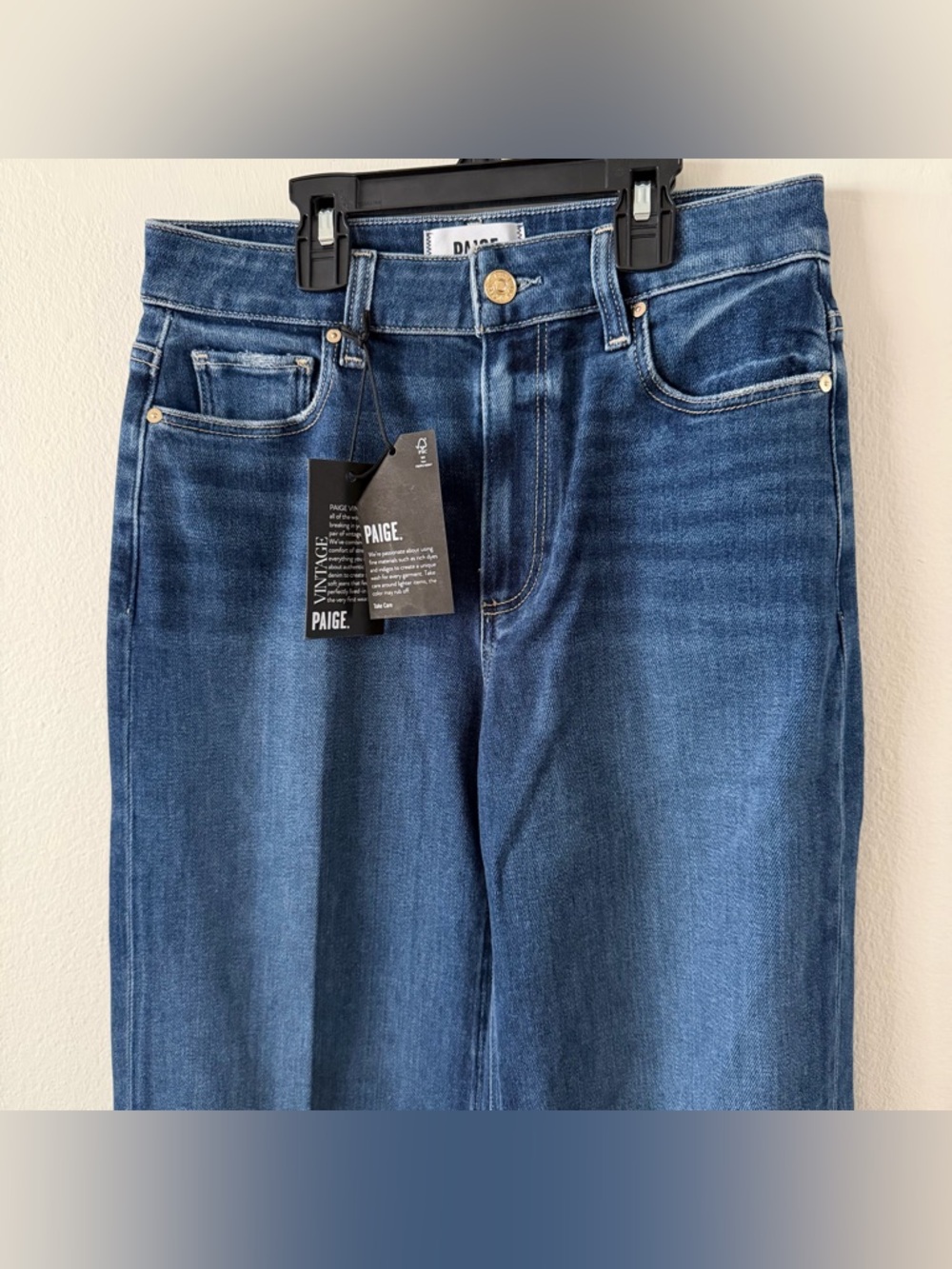 PAIGE Anessa Petite Ankle Wide Leg Raw Hem Jeans - Picture 6 of 10